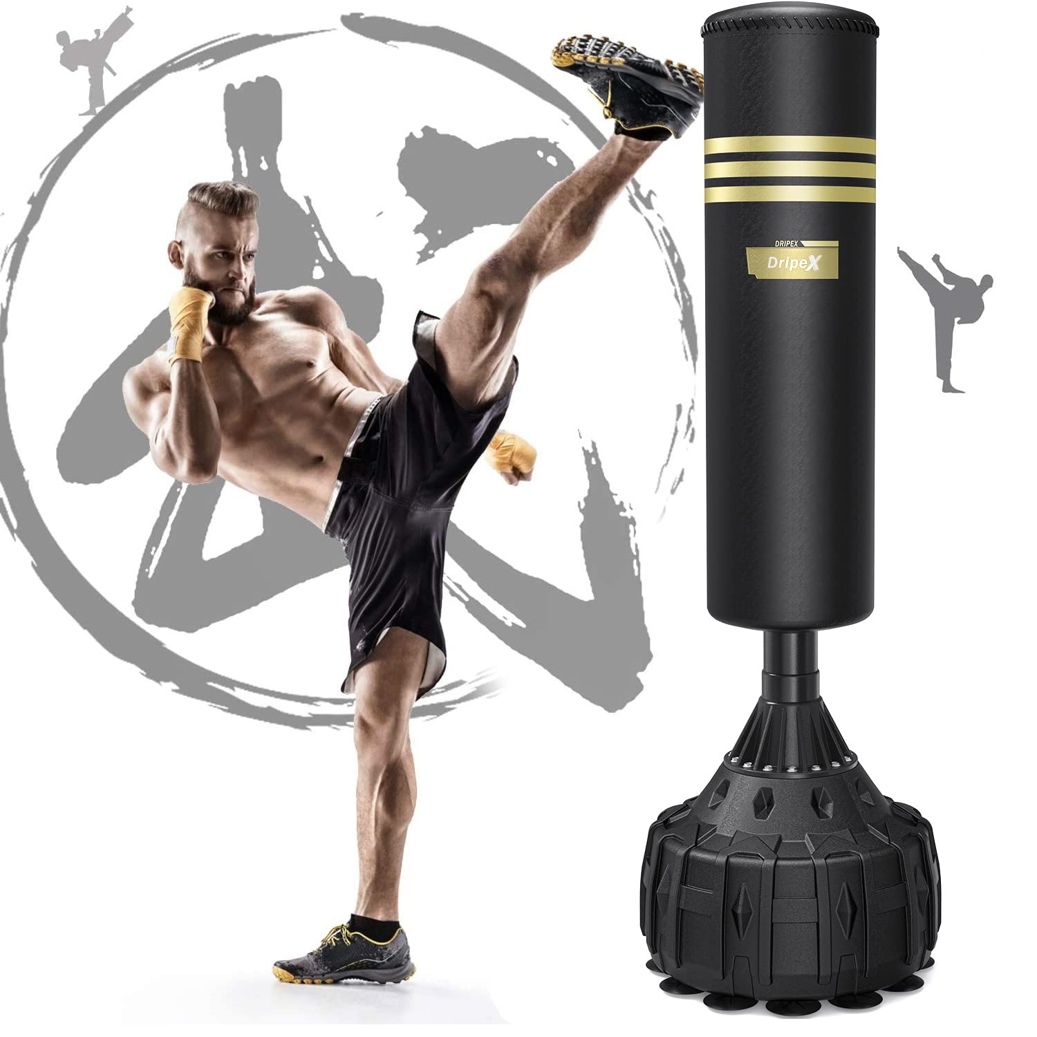 Dripex Freestanding Punching Bag - Heavy Duty Boxing Bag with Stand for Adults & Youth, Men's Standing Punch Bag for Home Gym, Training, MMA, Kickboxing & Fitness Workouts