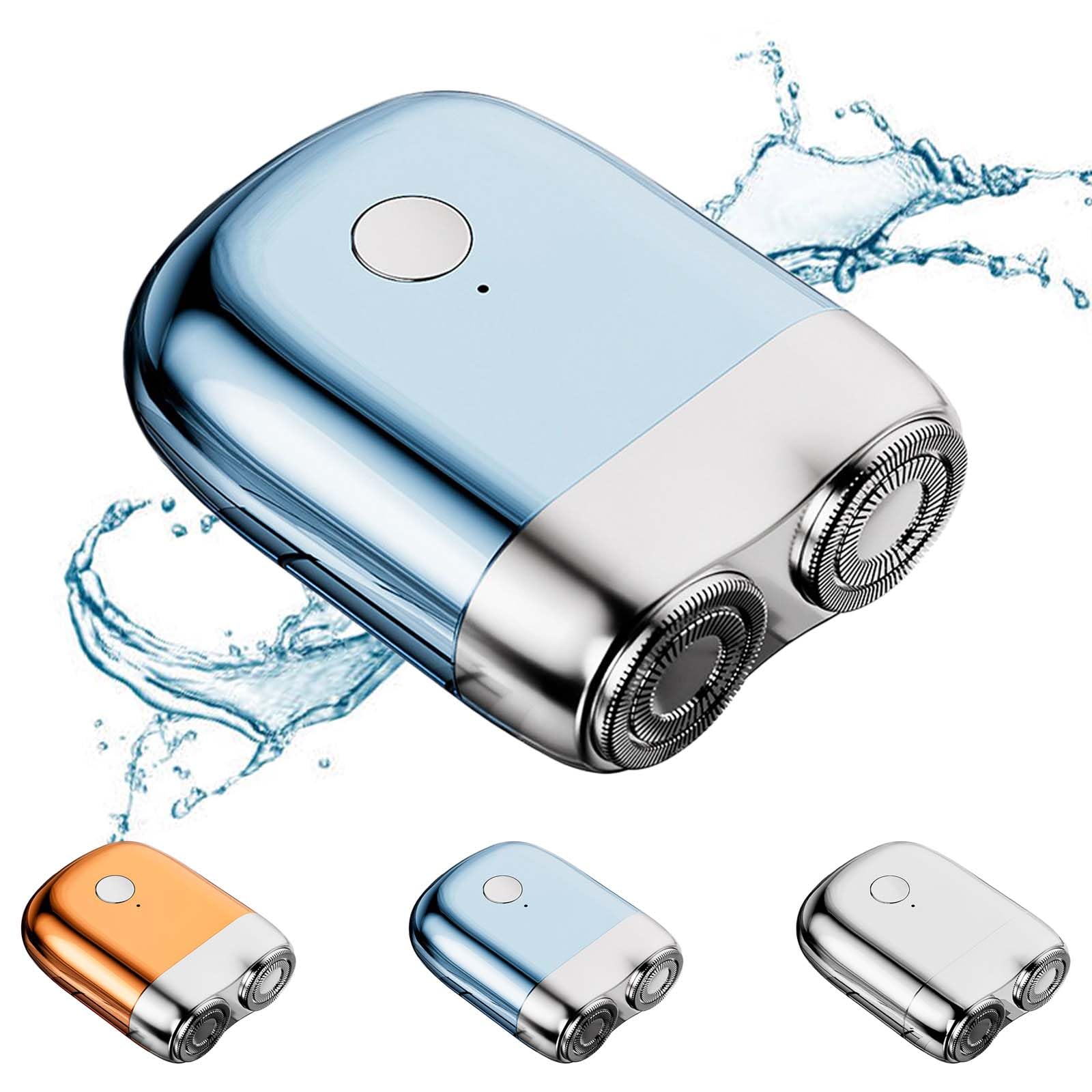 Mini Dual-Head Electric Shaver for Men - USB Rechargeable, Waterproof & Washable Compact Shaver - Portable Travel Shaver for Face & Body Grooming - Perfect for Home, Office & Travel (Blue)
