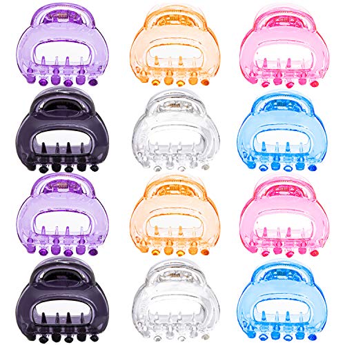12 Pcs Women's Chic Hollow Hair Clips - Strong Hold Jaw Claw Barrettes for Styling, Small Transparent Multicolor Hair Accessories | Perfect for Sectioning, Updos, Ponytails & Everyday Fashion