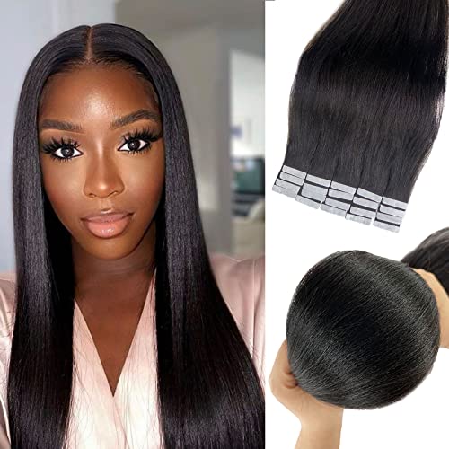 Premium Yaki Straight Tape-In Hair Extensions 16