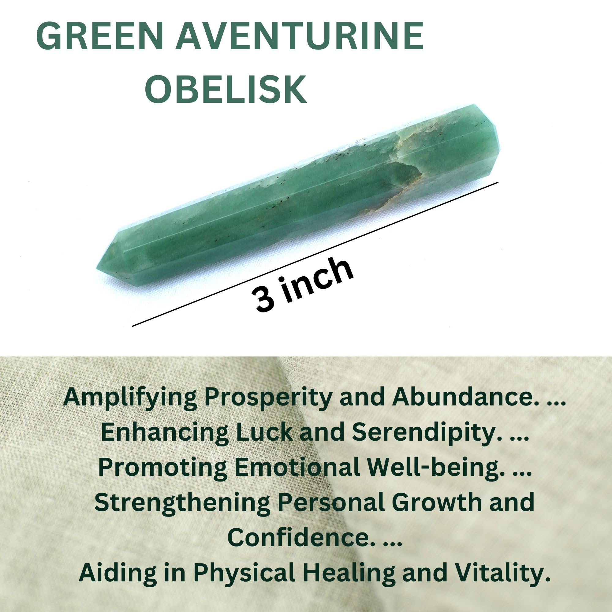 Jet Green Aventurine Obelisk Tower - Natural Crystal Healing Stone for Chakra Balancing, Spiritual Energy Cleansing, Meditation & Good Luck - Perfect for Home Decor, Yoga Space & Feng Shui