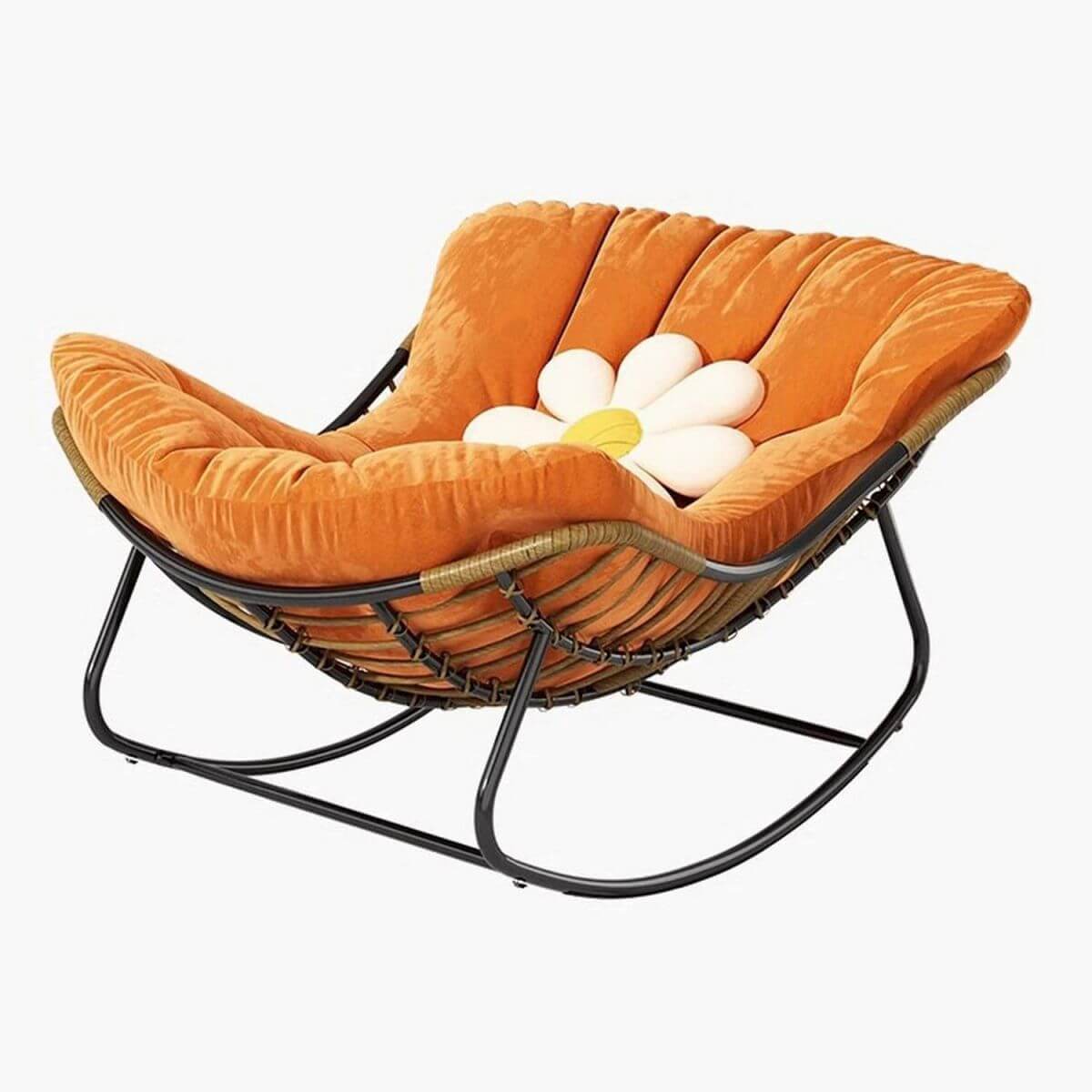 Modern Black Upholstered Armless Rocking Chair with Sturdy Metal Legs - Compact Rocker for Small Spaces, Nursery, Living Room & Bedroom