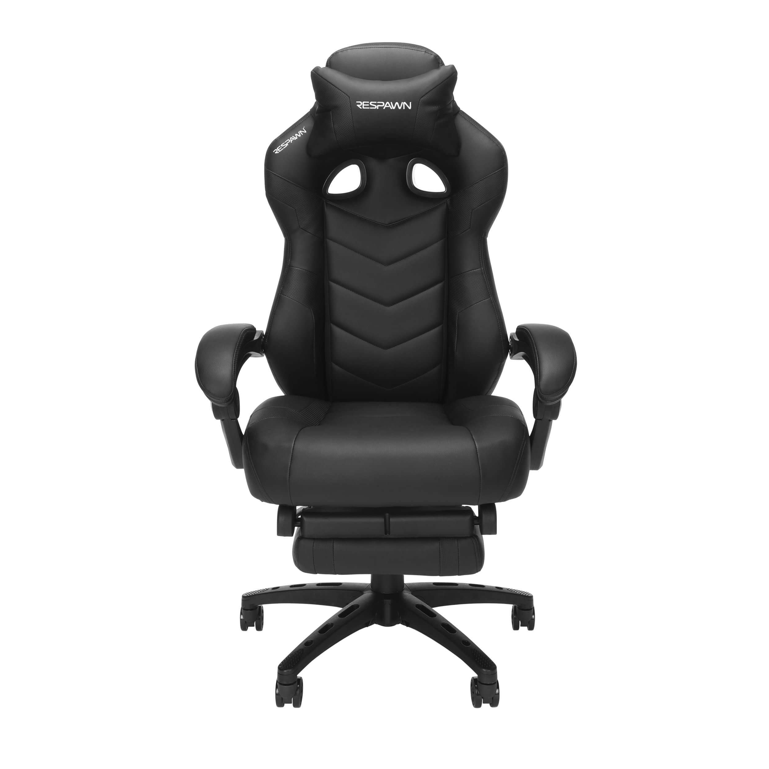 RESPAWN 110 Pro Ergonomic Gaming Chair with Adjustable Footrest & Headrest - Reclining Computer Desk Chair for Adults - Black - Perfect for PC Gaming, Office Work & Home Entertainment