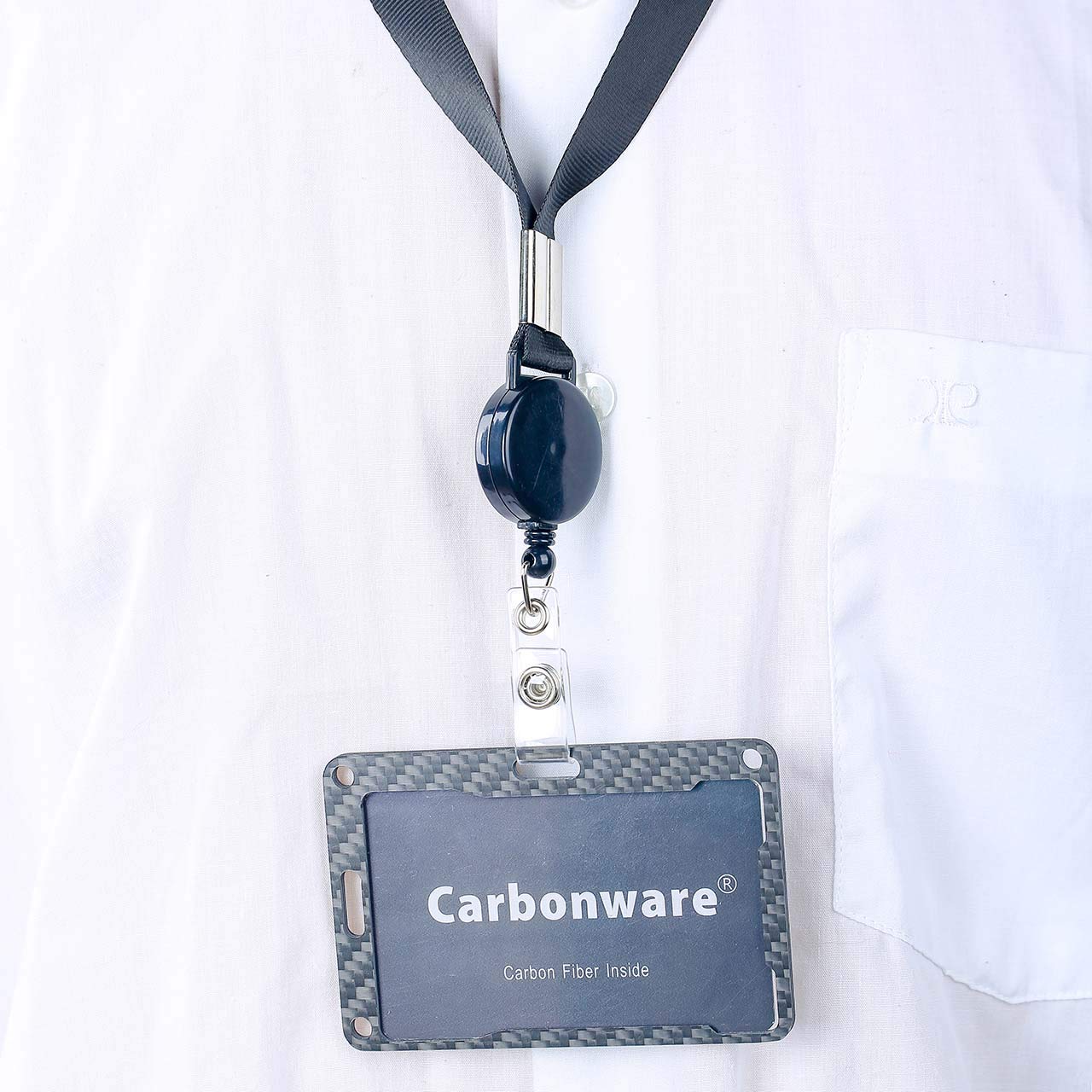 Premium Carbon Fiber ID & IC Badge Holder - Vertical & Horizontal Style for Bank, Security, Office Access Cards - Holds 2 Cards with Side Insert - Ideal for Workplace, Corporate Security & Business Professionals (10-Pack)