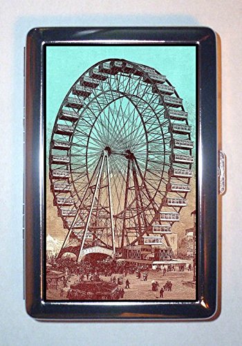 Victorian Ferris Wheel Steampunk Antique Art Metal Wallet & Cigarette Case - Handmade in USA - Perfect for Steampunk Cosplay, Vintage Collectors & Unique Gift Ideas