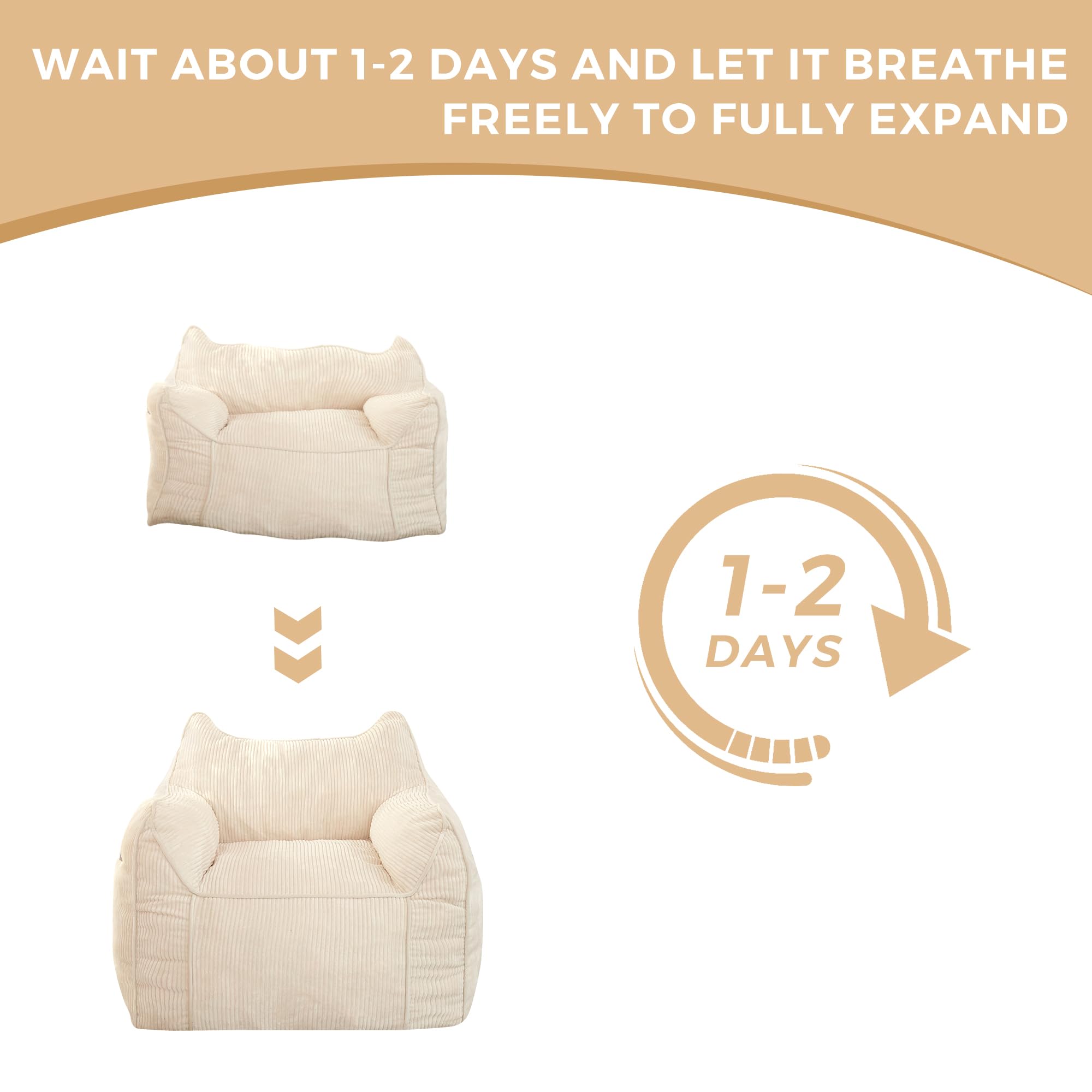 MAXYOYO High-Density Foam Bean Bag Chair Sofa - Soft & Comfortable Beige Lounge Chair for Living Room, Bedroom, Dorm, or Game Room - Perfect for Relaxing, Reading & Gaming