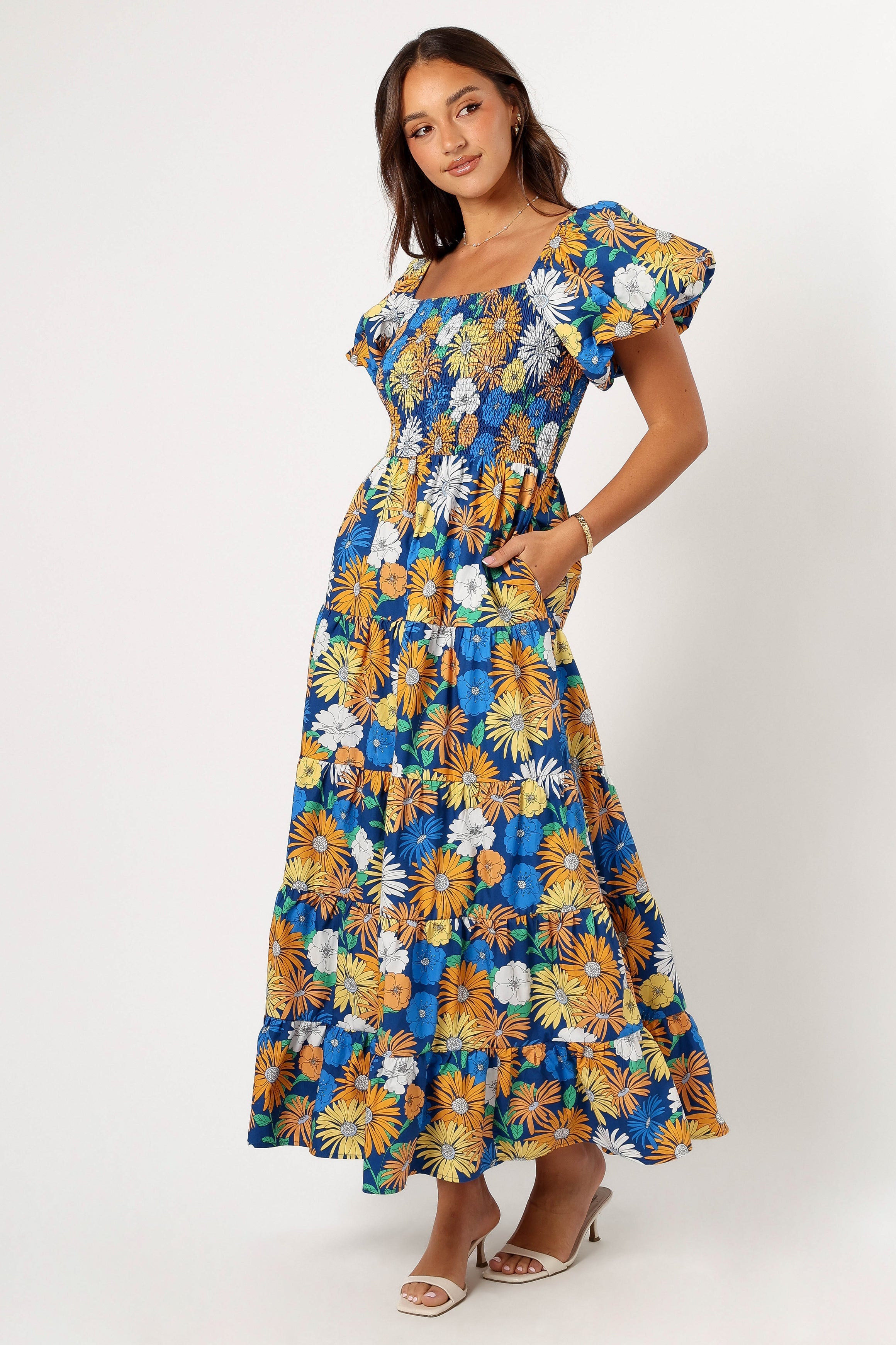 Elsie Short Sleeve Maxi Dress for Women - Denim Blue Casual Summer Dress - Perfect for Beach, Vacation & Everyday Wear