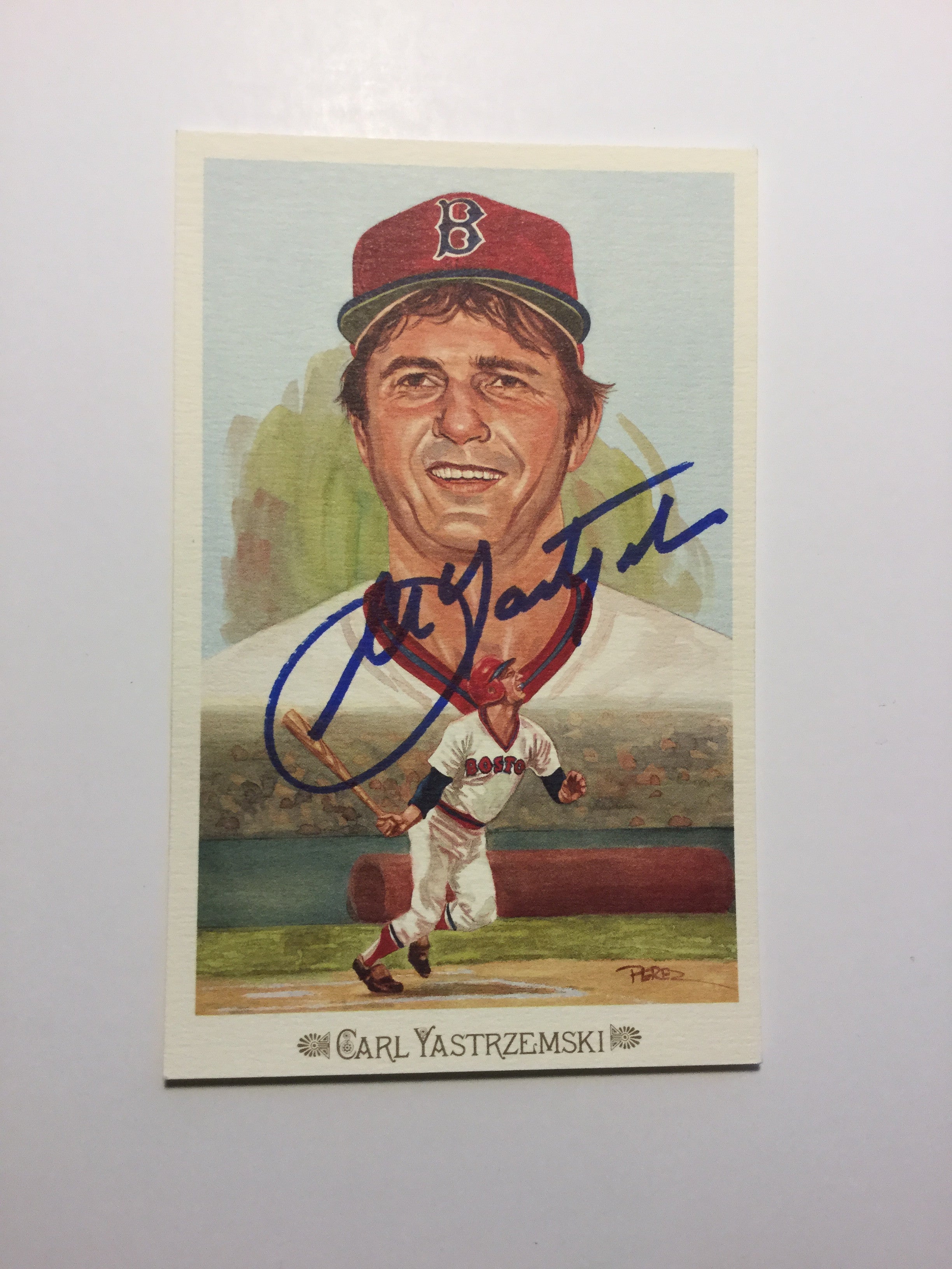 Authentic Carl Yastrzemski Signed Perez Steele Baseball Postcard with COA - Perfect for Baseball Memorabilia Collectors and Sports Fans Display