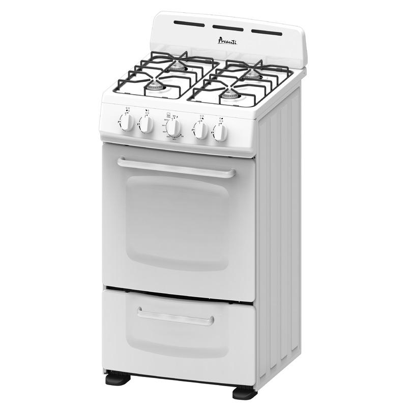 Avanti 20 Inch Freestanding Gas Range - Stainless Steel, 4 Burners, Oven & Broiler - Perfect for Home Kitchen, Restaurant & RV Cooking