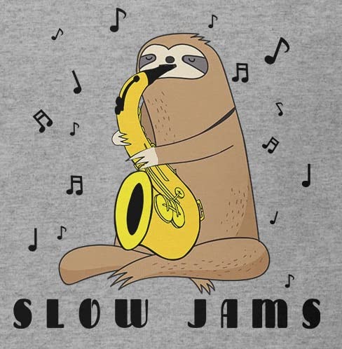 Sloth Slow Jams Funny Pun Saxophone Soft Baby Onesie - Heather Grey 0-3 Months | Cute Newborn Outfit for Photo Shoots & Playtime