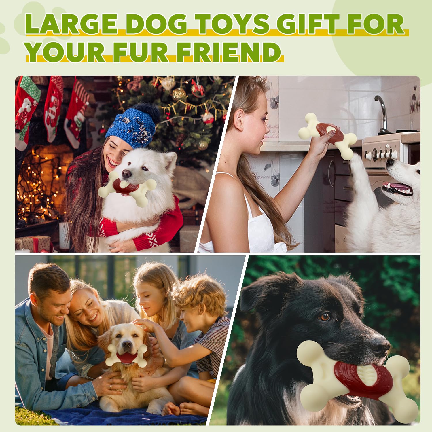 Indestructible Dog Chew Toys for Aggressive Chewers - Durable Bacon Flavored Toys for Large & Medium Breed Dogs - Keeps Pets Entertained - Perfect for Crate Training, Anxiety Relief & Playtime
