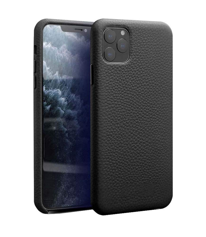 EEKUY Genuine Leather Phone Case for Apple iPhone 11 Series - Premium Litchi Texture with Soft Flocking Lining, Shockproof & Scratch Resistant Protective Cover (Black) - Perfect for iPhone 11 Pro Max - Ideal for Business Professionals & Daily Use