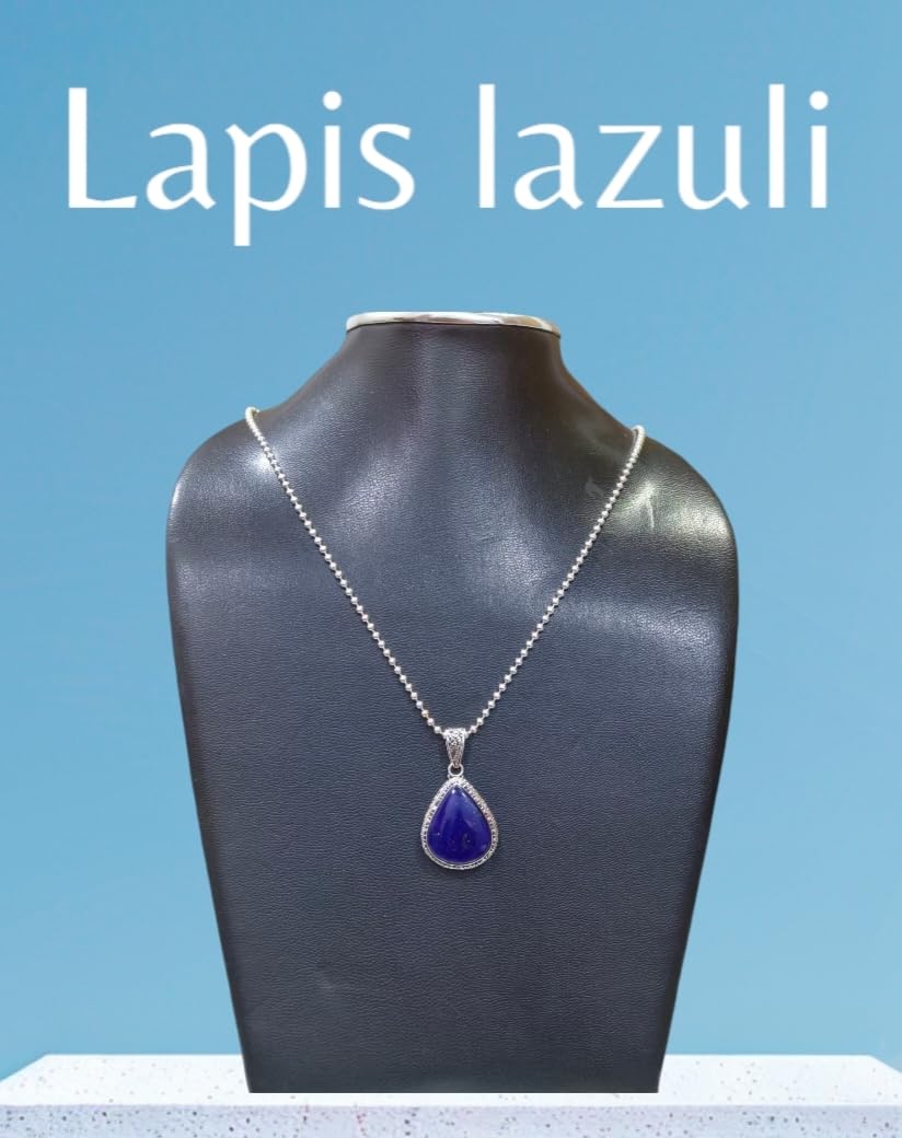 925 Sterling Silver Lapis Lazuli Pendant Necklace for Women & Men - Handmade Tribal Design Gemstone Jewelry - Perfect Gift for Birthday, Anniversary & Special Occasions