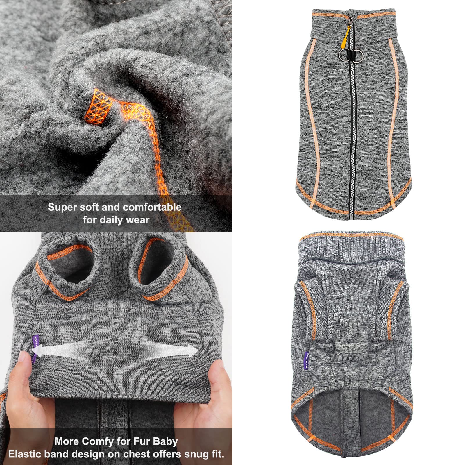 Warm Fleece Dog Sweater with Zipper & Reflective Stripes - Winter Coat for Small Dogs | Cozy Pet Apparel for Outdoor Walks & Cold Weather