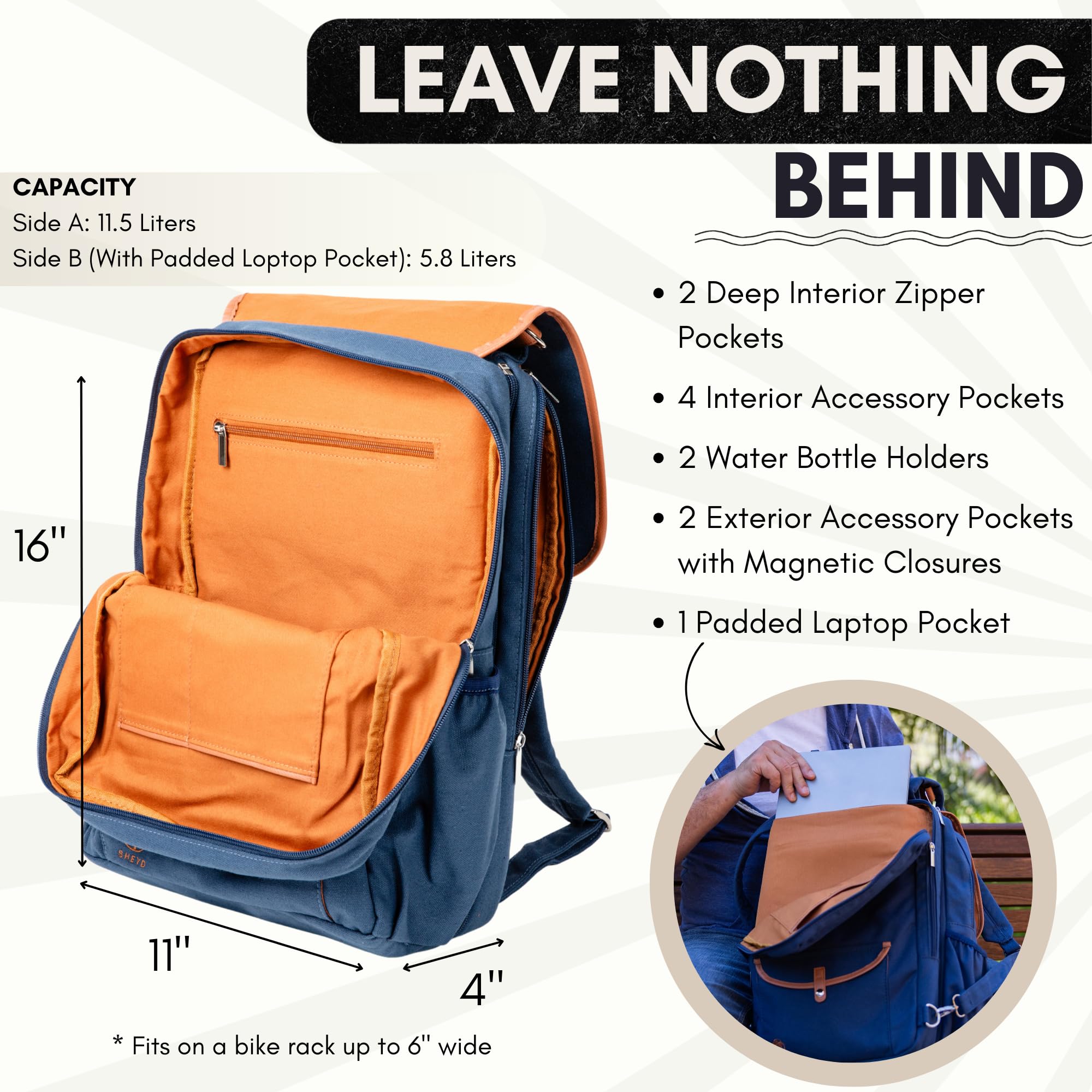 Waterproof Bike Backpack with Laptop Compartment - Convertible Double Pannier Cycling Bag for Commuters, 17.3L Rear Rack Bicycle Backpack for Men & Women - Perfect for Cycling to Work, School or Outdoor Adventures (Blue)
