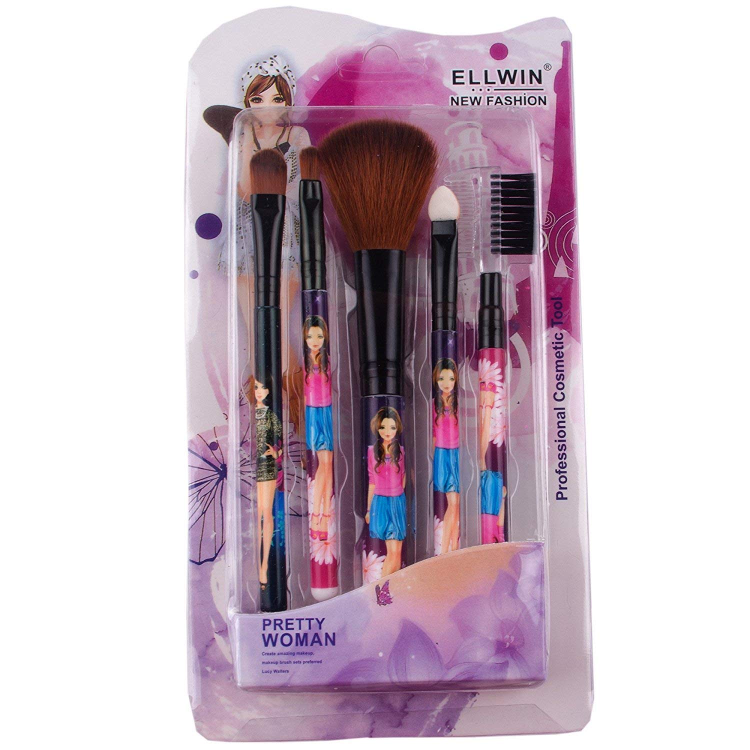 SIYAA Professional Makeup Brush Set - 5 Piece Cosmetic Brushes for Foundation, Blending, Contouring | Ideal for Salon, Home & Travel Use | High-Quality Synthetic Bristles