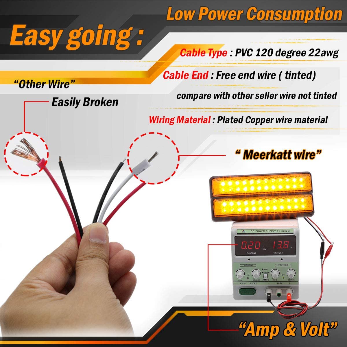Meerkatt 8 Inch Smoked Lens Tail Light Kit (Pack of 3) - Amber, Red & White LED Clearance Lamps with Mounting Plate for 12V DC Trailers, Trucks & Pickups | Durable Replacement for Lorry & Heavy-Duty Vehicles | Ideal for Night Driving, Off-Roading & Commercial Fleets