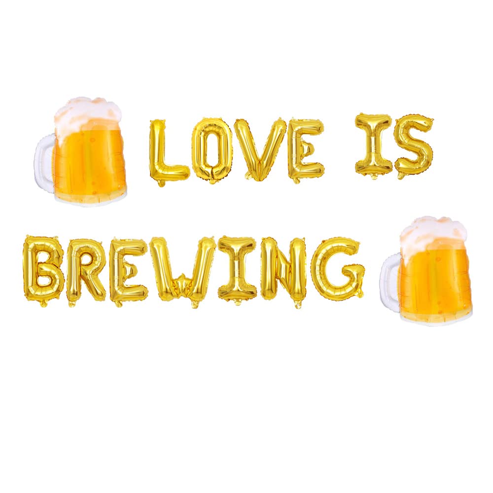 KUNGOON Love is Brewing Gold Balloons - Coffee Themed Wedding & Bridal Shower Decorations for Engagement Parties, Baby Showers & Anniversary Celebrations