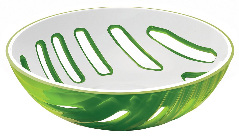 Guzzini Mirage 10-Inch D Bread Basket - Green | Modern Serving Basket for Bread, Pastries & Fruits | Perfect for Dining, Kitchen & Party Serving