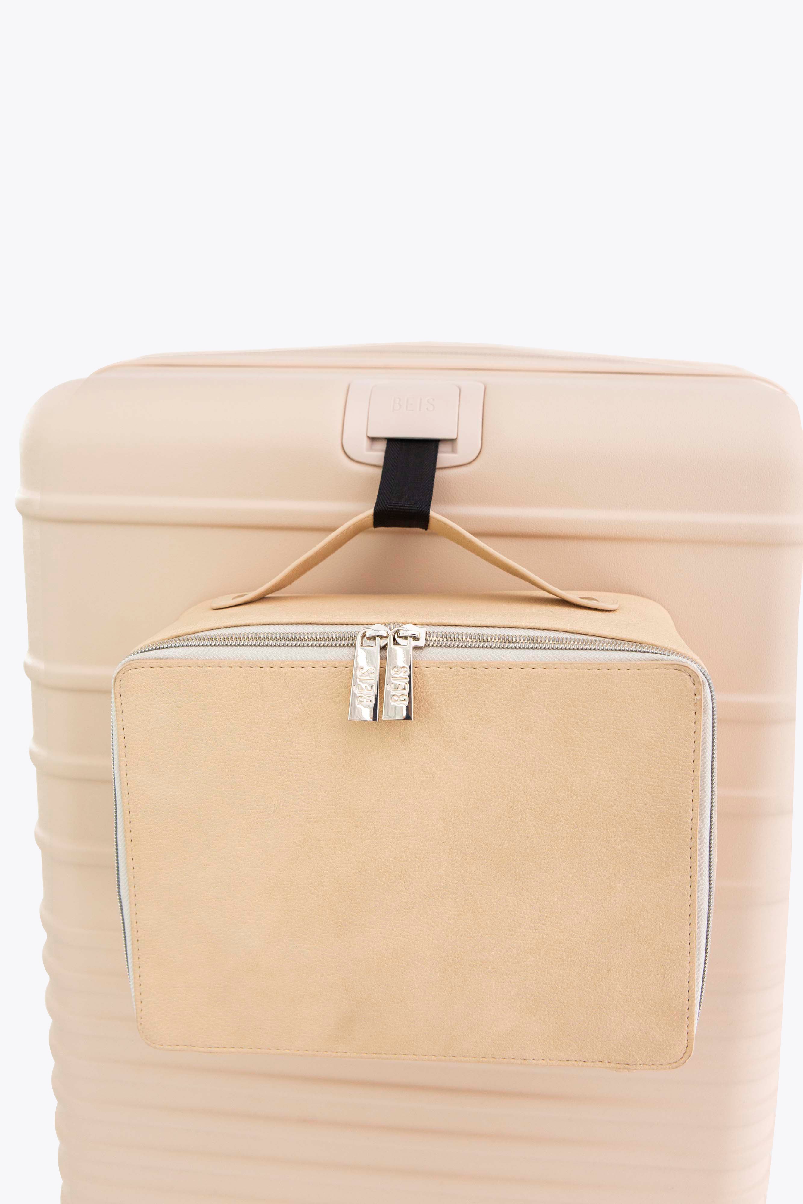 Beige Medium Check-In Roller Luggage - Lightweight Carry-On Suitcase for Travel, Business Trips & Weekend Getaways