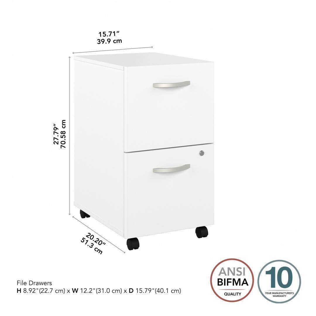 Zaniah 2 Drawer Mobile File Cabinet - Compact Rolling Storage Organizer for Office & Home, Available in Black/White/Gray - Perfect for Documents, Supplies & Small Space Organization