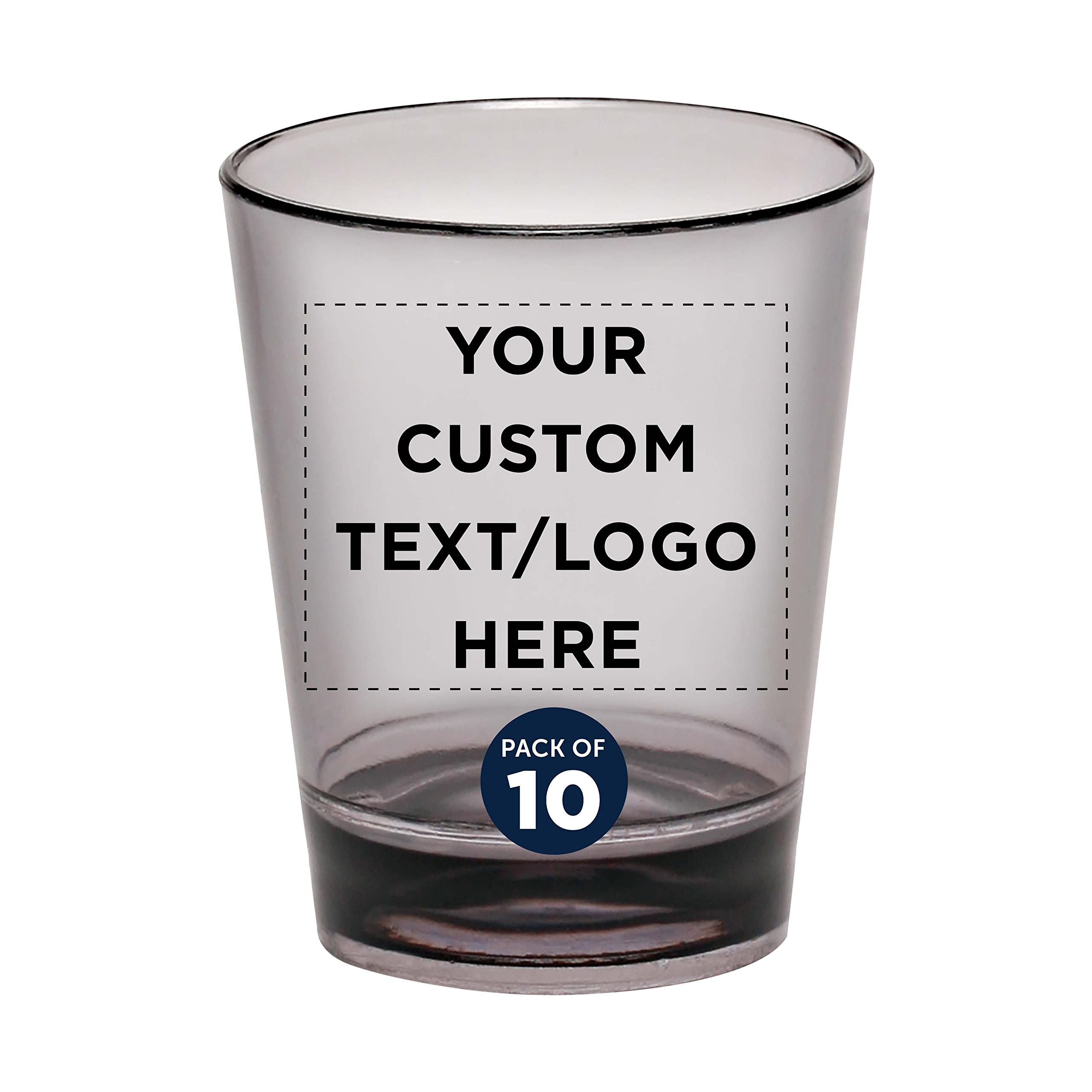 Customized 1.5 oz Translucent Plastic Shot Glasses - Set of 10 Bulk Acrylic Cups for Wedding, Party, Birthday & Gifts - Personalized Charcol Barware - Perfect for Cocktail Serving, Bachelorette Parties & Home Entertaining