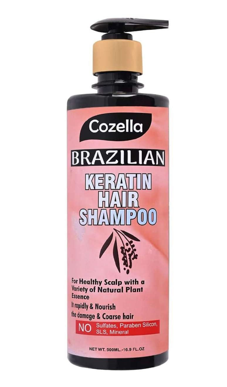 Cozella Brazilian Keratin Shampoo 500ml - Repairing & Smoothing Hair Treatment for Women & Men - Perfect for Damaged, Frizzy & Curly Hair Care at Home