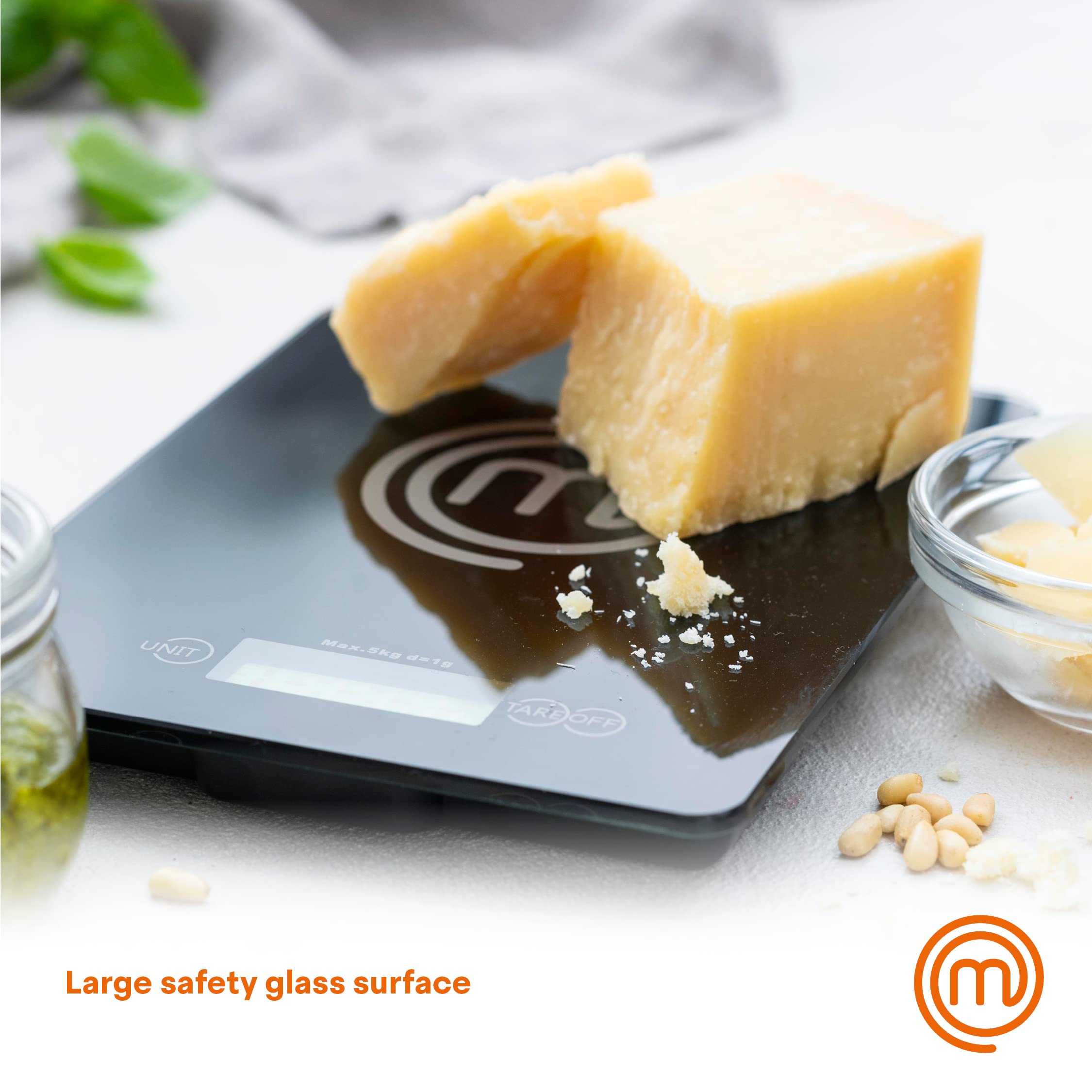 **MasterChef Digital Kitchen Scale - 11lb Capacity, 0.1oz Precision, Grams/Ounces, LCD Display, Tempered Glass - Perfect for Baking, Cooking, Meal Prep & Portion Control**