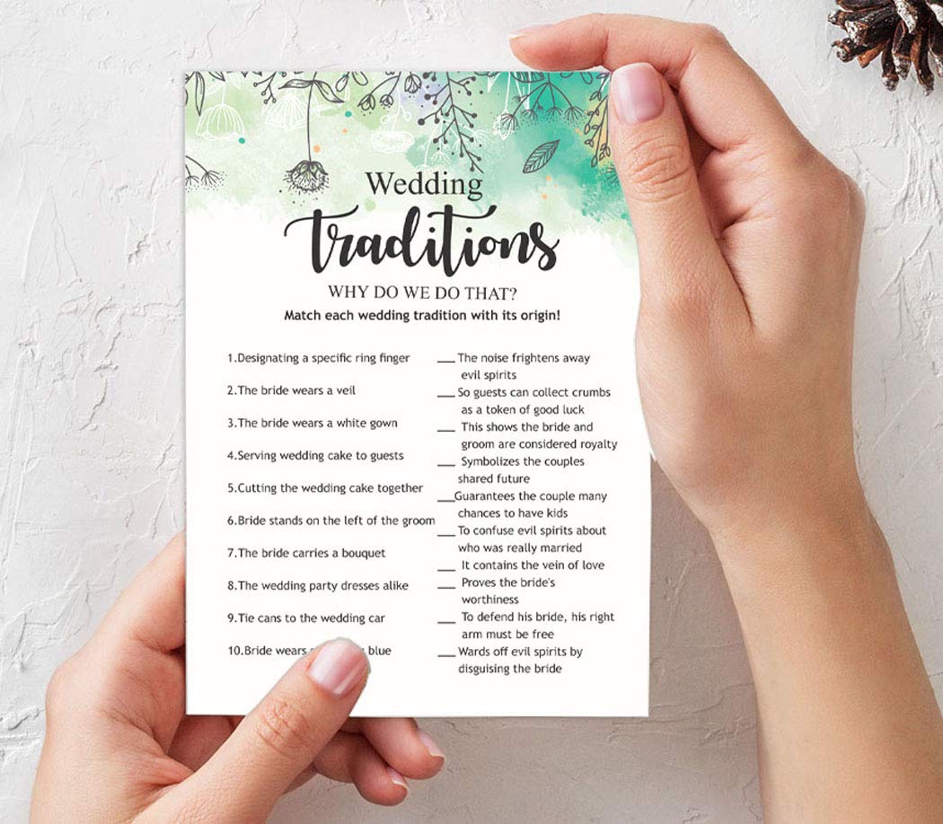50-Pack Greenery Floral Bridal Shower Game Cards - Fun Bachelorette Party Activity for Wedding Showers & Engagement Parties - Perfect for DIY Decorations & Wedding Favors