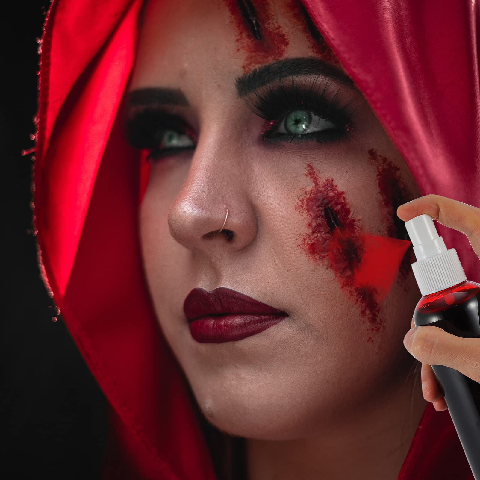 BESPORTBLE 2 Pack Fake Blood Spray - Realistic Artificial Plasma & Blood Splatter for Halloween Makeup, Cosplay, and Special Effects - Includes Fake Scab Gel for Costumes, Theater, and SFX Scenes
