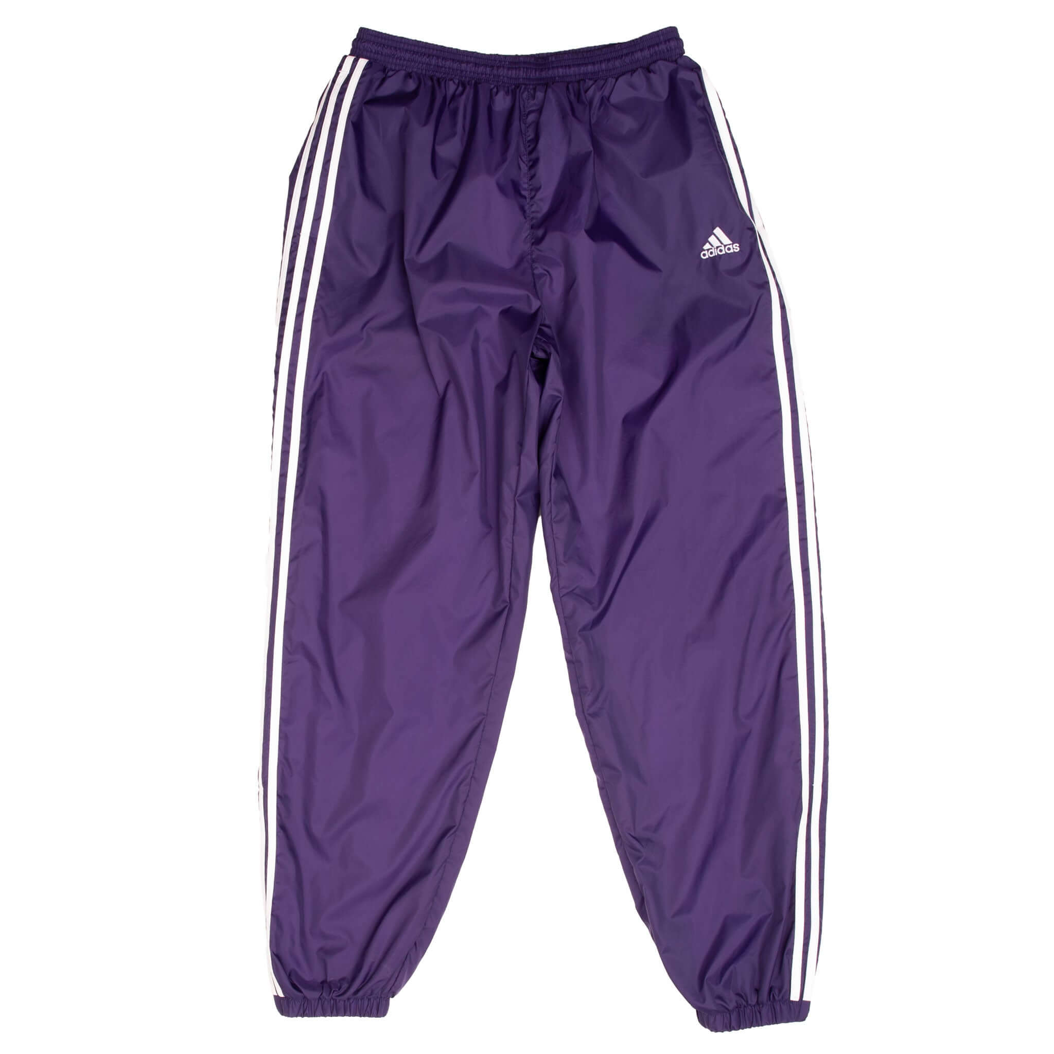 Vintage Adidas Three Stripes Purple Nylon Track Pants 1990s - Size Large for Men | Retro Athletic Joggers for Running, Gym & Casual Streetwear