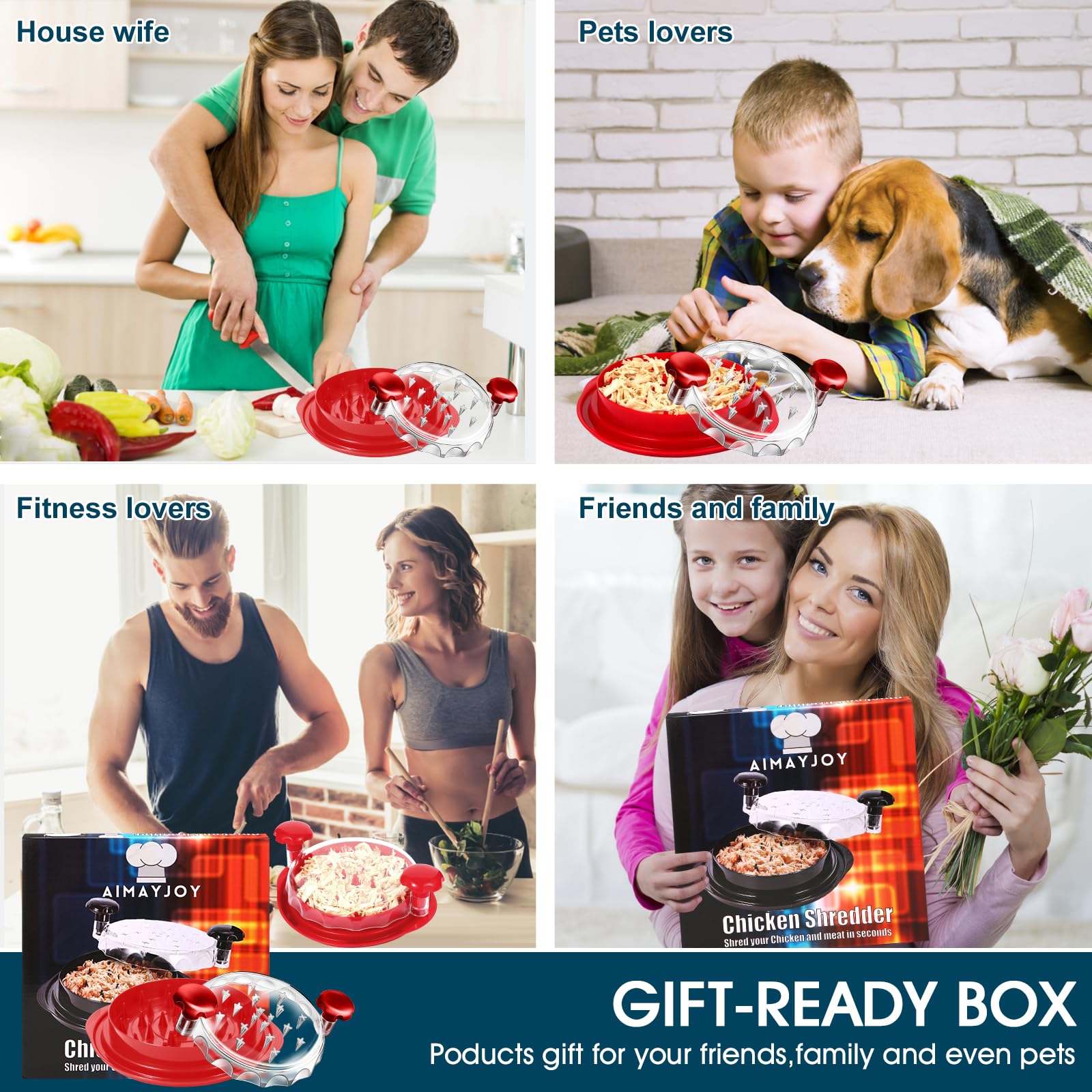 Premium Chicken Shredder Tool - Food-Grade Manual Meat Grinder with Ergonomic Anti-Slip Handle - Perfect for Shredding Chicken Breast, Poultry, Meat & Vegetables - Dishwasher Safe & BPA Free - Ideal for Meal Prep, BBQ, and Healthy Cooking
