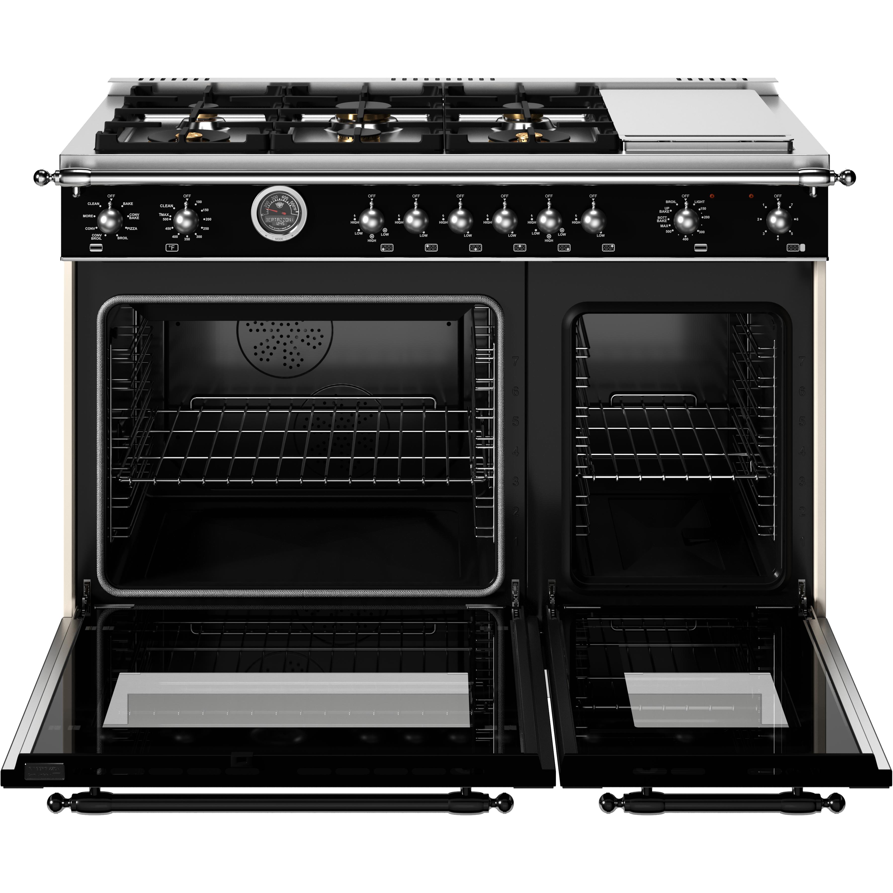 Bertazzoni HER486BTFEPNET 48-Inch Freestanding Dual Fuel Range - Professional Gas Stove & Electric Oven for Gourmet Cooking & Large Family Kitchens