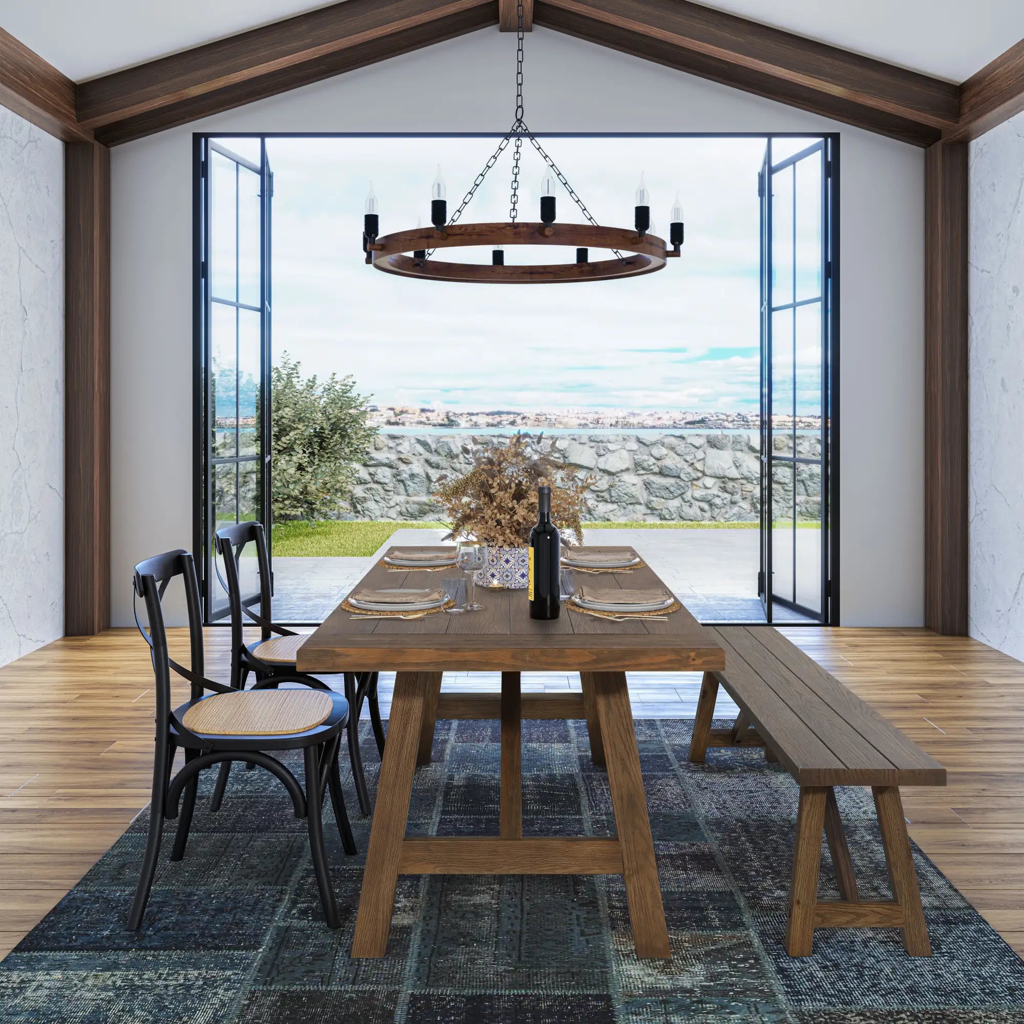 Customizable Cascais 72-Inch Modern Dining Table - Extendable Wooden Table for 8-10 People - Perfect for Family Gatherings & Dinner Parties