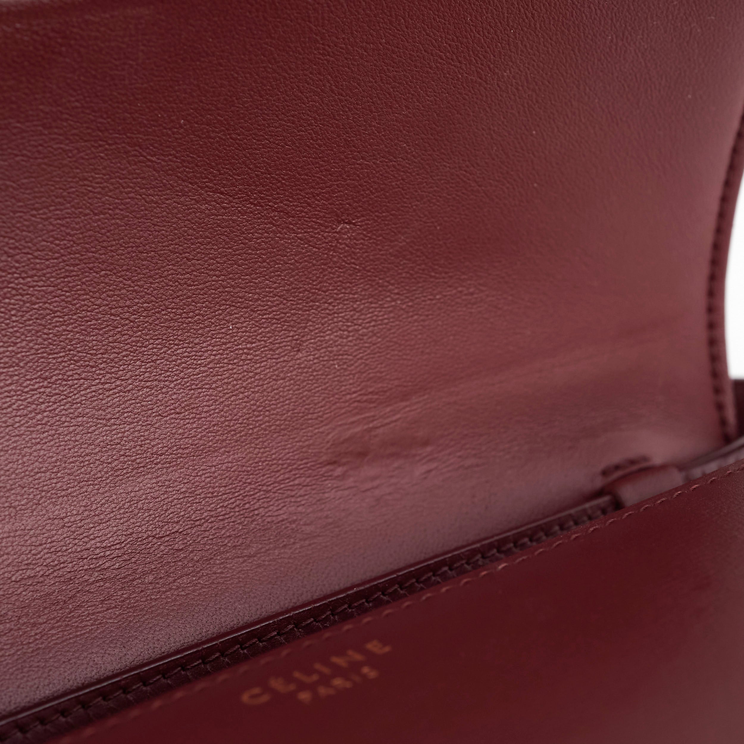Celine Medium Box Burgundy Leather Crossbody Bag for Women | Luxury Designer Shoulder Purse | Perfect for Work, Travel & Evening Out