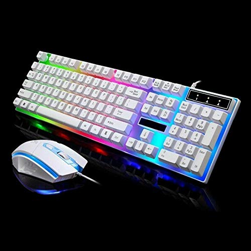 Rainbow Gaming Keyboard and Mouse Set - 7 Color RGB Backlit Wired USB Mechanical Keyboard & Ergonomic Mouse for PC Gamers - Perfect for Fortnite, League of Legends & Office Work