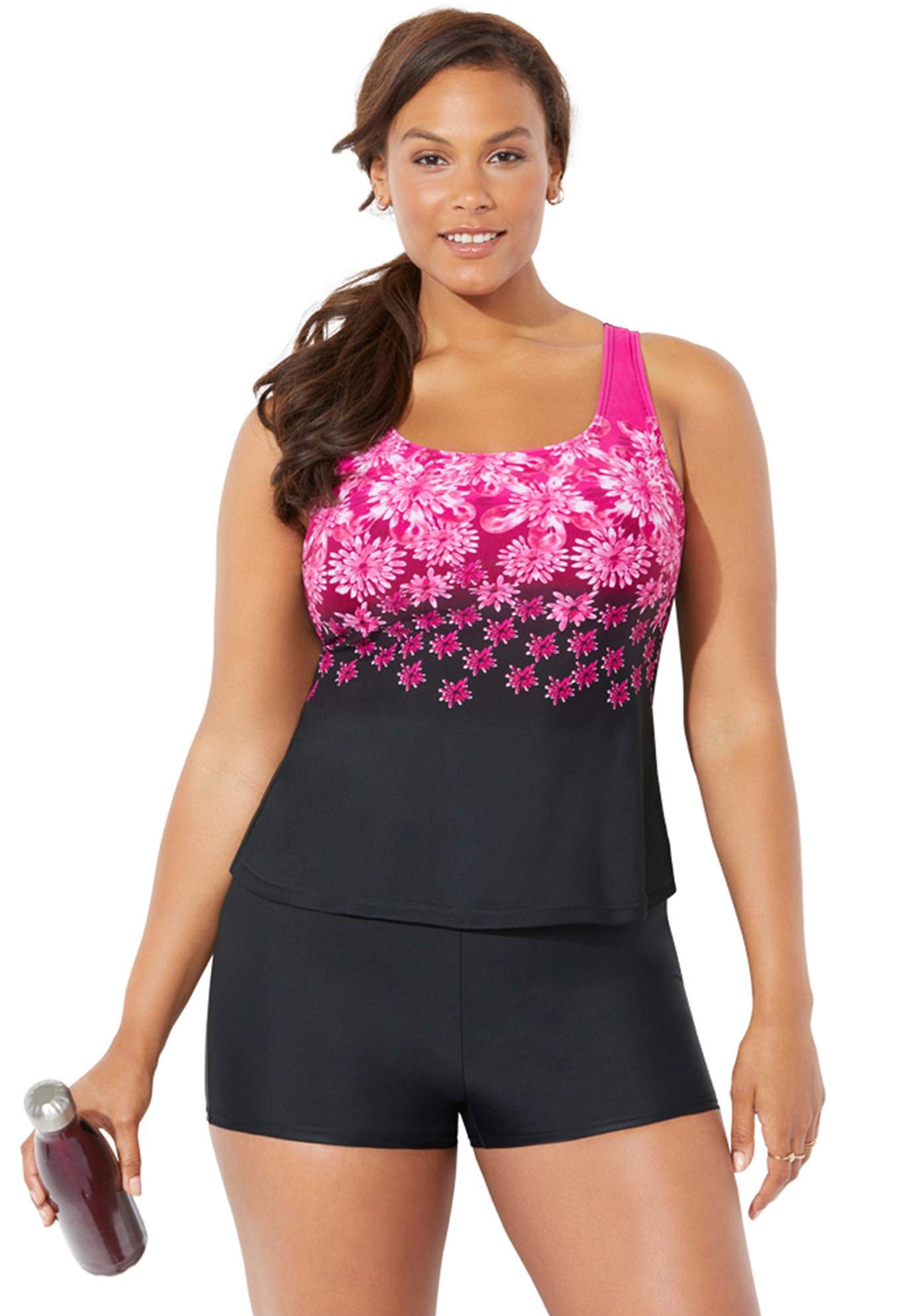 Chlorine-Resistant Classic Tankini Set with Boy Short - Swimsuits for All | Perfect for Swimming, Beach Vacations & Water Aerobics