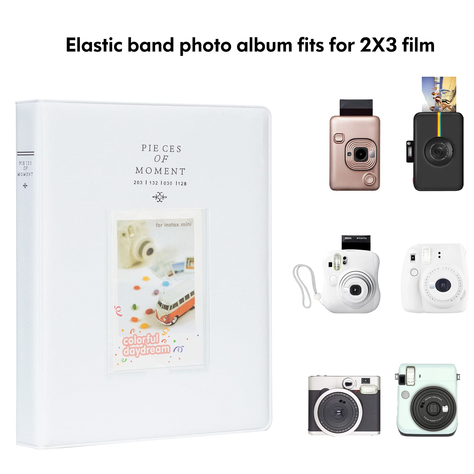 128 Pockets White Photo Album for Fujifilm Instax Mini LiPlay 11 7s 8 8+ 9 25 26 50s 70 90 Instant Camera & Printer - Perfect for Travel Memories, Wedding Photos, and Scrapbooking