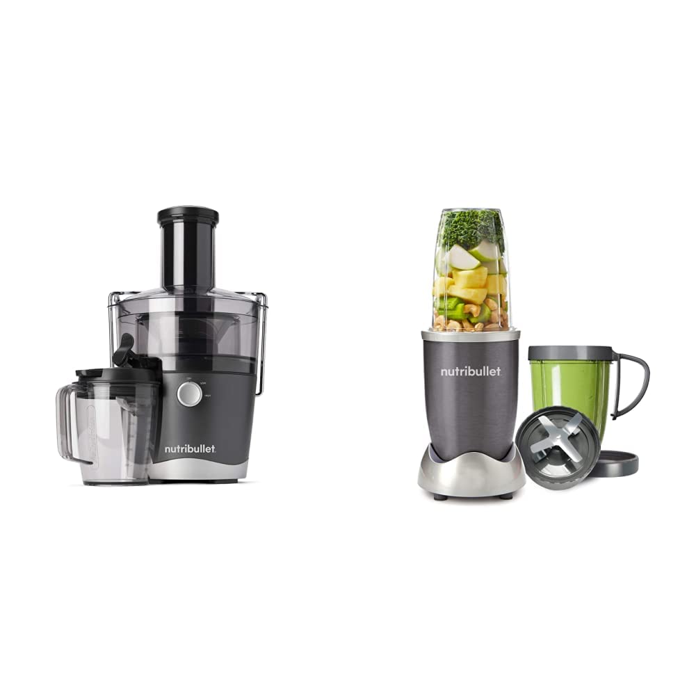 Nutribullet 01515 800W Centrifugal Juicer & 600 Series 600W High-Speed Nutrient Extractor Blender - Graphite - Perfect for Smoothies, Juicing, and Healthy Meal Prep at Home