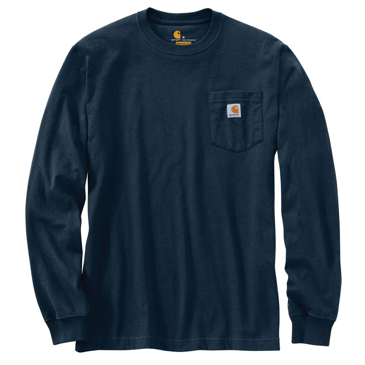 Carhartt Men's Loose Fit Heavyweight Long Sleeve Pocket T-Shirt - Navy Blue - Durable Workwear for Construction & Outdoor Activities