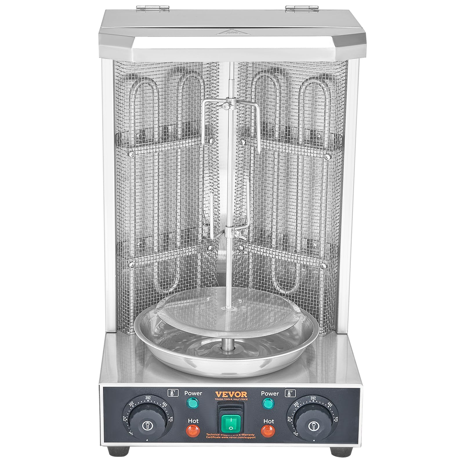 VEVOR Electric Shawarma Grill Machine - 13 lbs Capacity, 2 Burners Vertical Rotisserie Oven for Chicken, Gyro & Doner Kebab | Commercial & Home Use for Restaurants, Kitchens & Parties