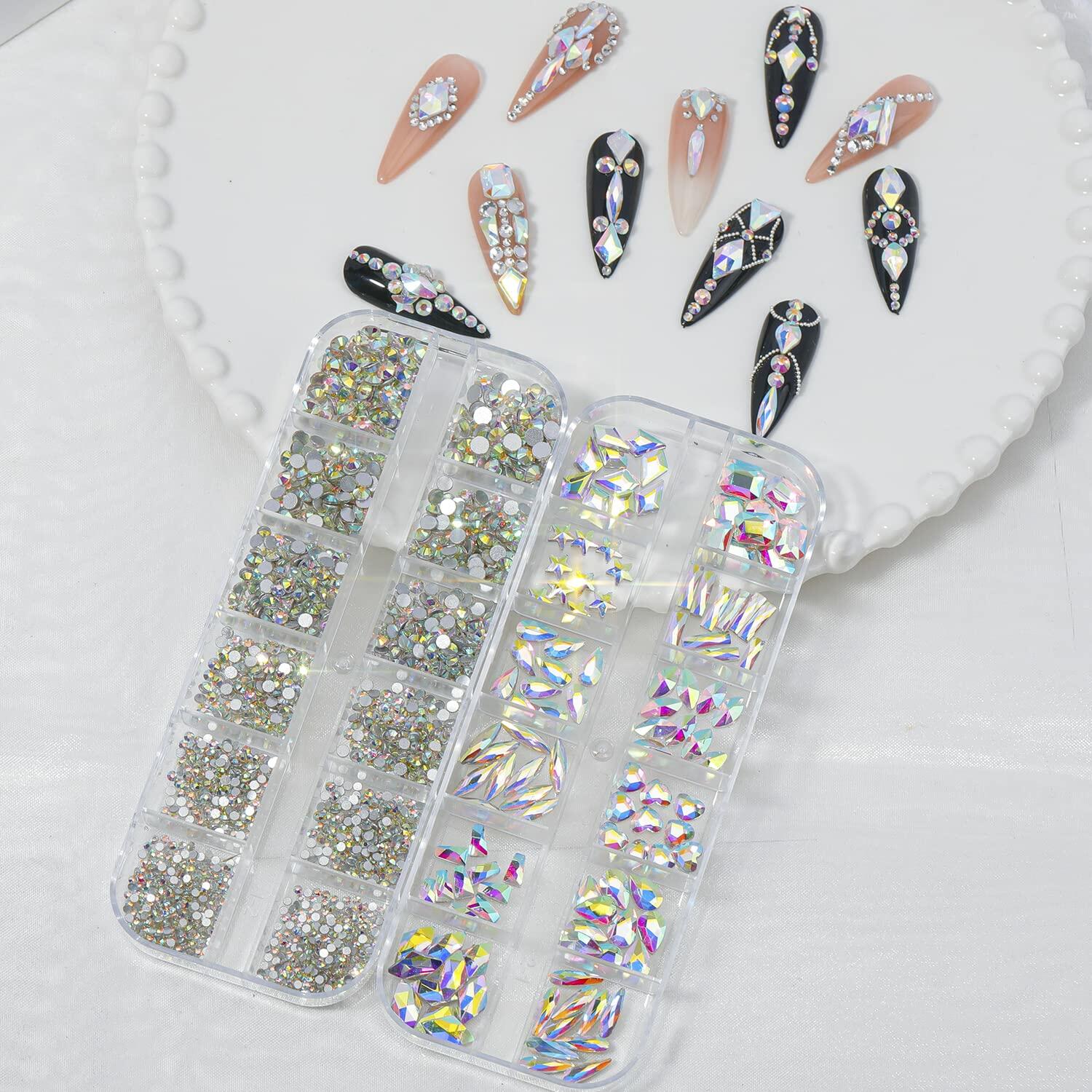 2920Pcs Nail Rhinestones Kit - 12 Types Special Shaped Multi Shapes Crystal White Nail Gems for Nail Art, Manicure, Pedicure & DIY Jewelry Making