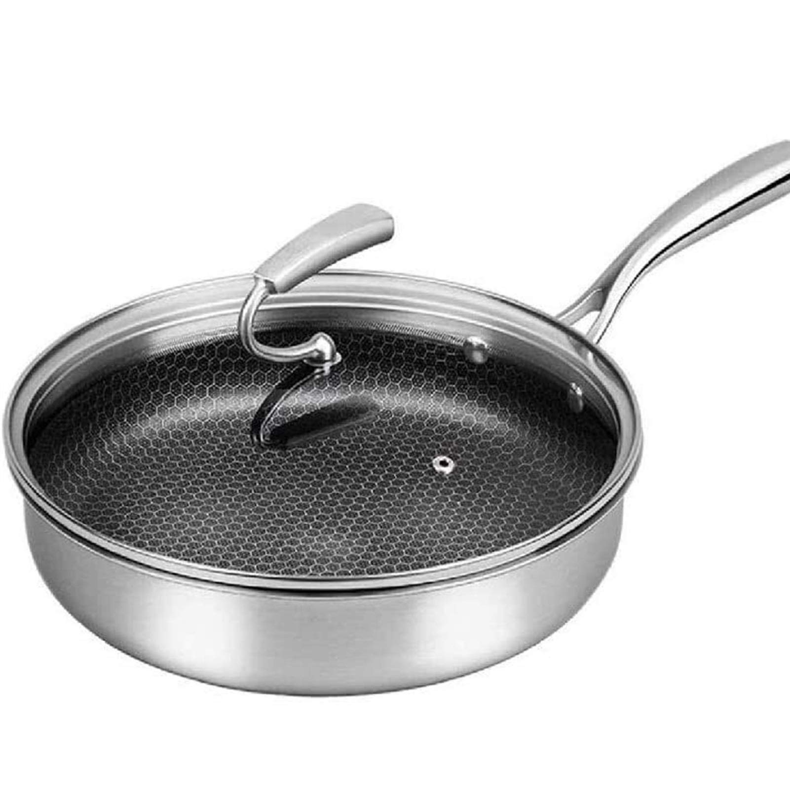Chef's Classic Non-Stick Wok Pan with Lid - Induction Safe Iron Cookware for Stir-Frying, Sautéing & Deep Frying - Perfect for Asian Cuisine & Home Cooking (Size A)
