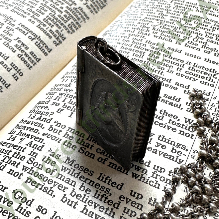 Vintage Mexican Alpaca Silver Bible Rosary Case Pendant - Religious Jewelry for Prayer & Protection - Perfect for Church, Gifts & Spiritual Occasions