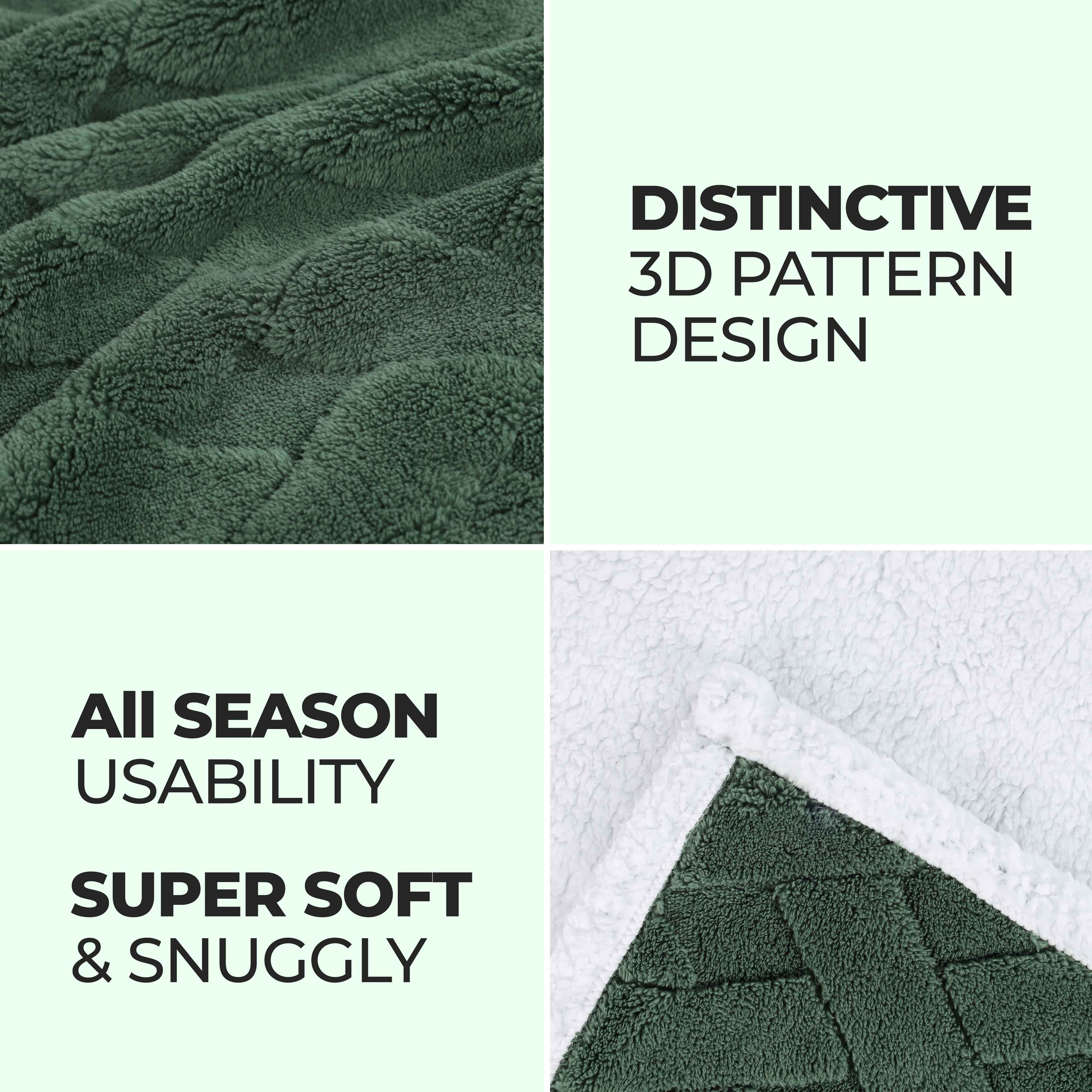 Nuuk Reversible Jacquard Lattice Plush Sherpa Fleece Blanket - Ultra Soft & Warm Winter Throw for Couch, Bed & Travel - Cozy Home Decor Gift for Christmas & Cold Weather