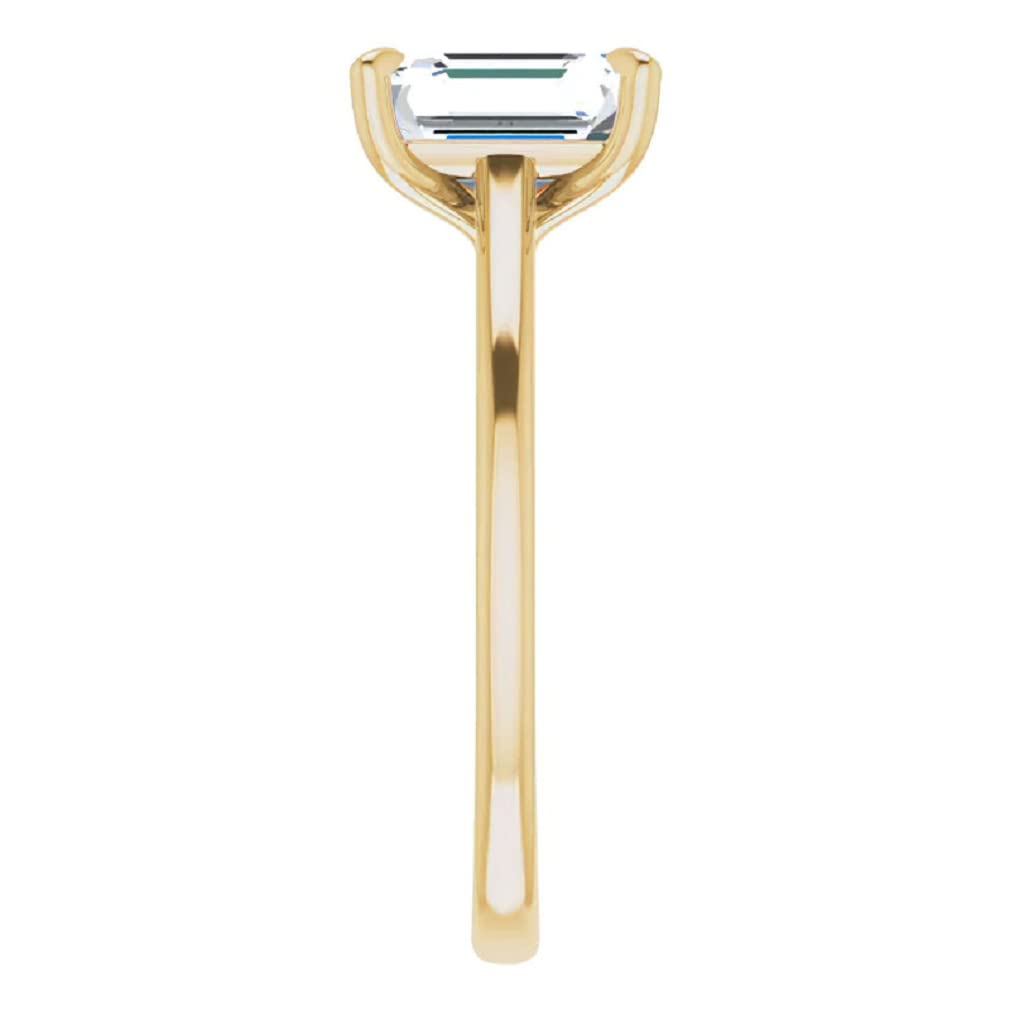 10K Solid Yellow Gold Handmade Engagement Ring - 1.0 CT Emerald Cut Moissanite Diamond Solitaire Wedding Band for Women - Perfect for Proposals, Anniversaries & Bridal Jewelry Gifts