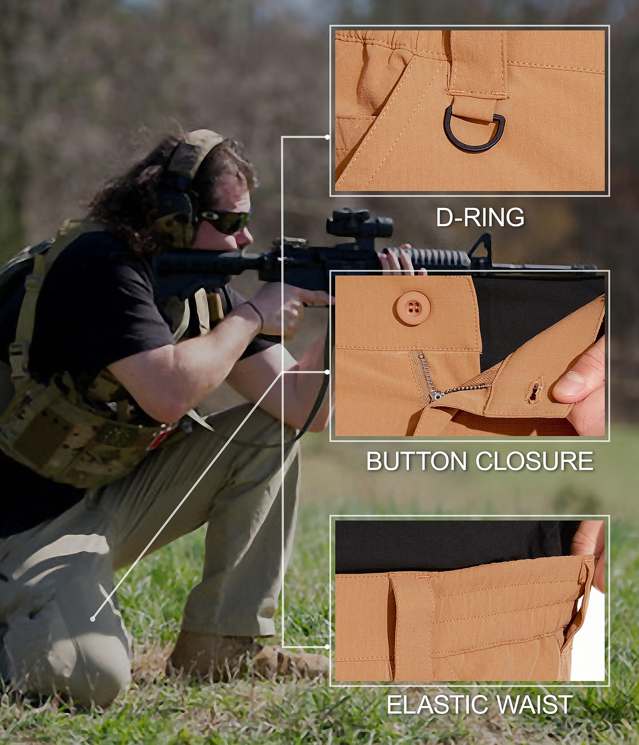 NATUVENIX Men's Tactical Cargo Pants - Water Resistant Hiking & Outdoor Work Pants with Ripstop Fabric - Lightweight Durable for Camping, Hunting & Military Use