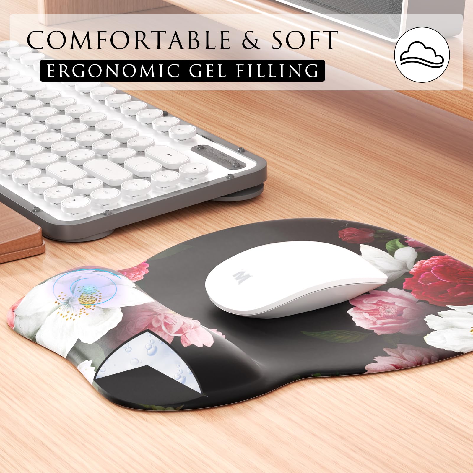 Ergonomic Mouse Pad with Wrist Support - Comfortable Gel Mouse Pad for Laptop & PC - Pain Relief Wrist Rest for Office & Home Use (9.4