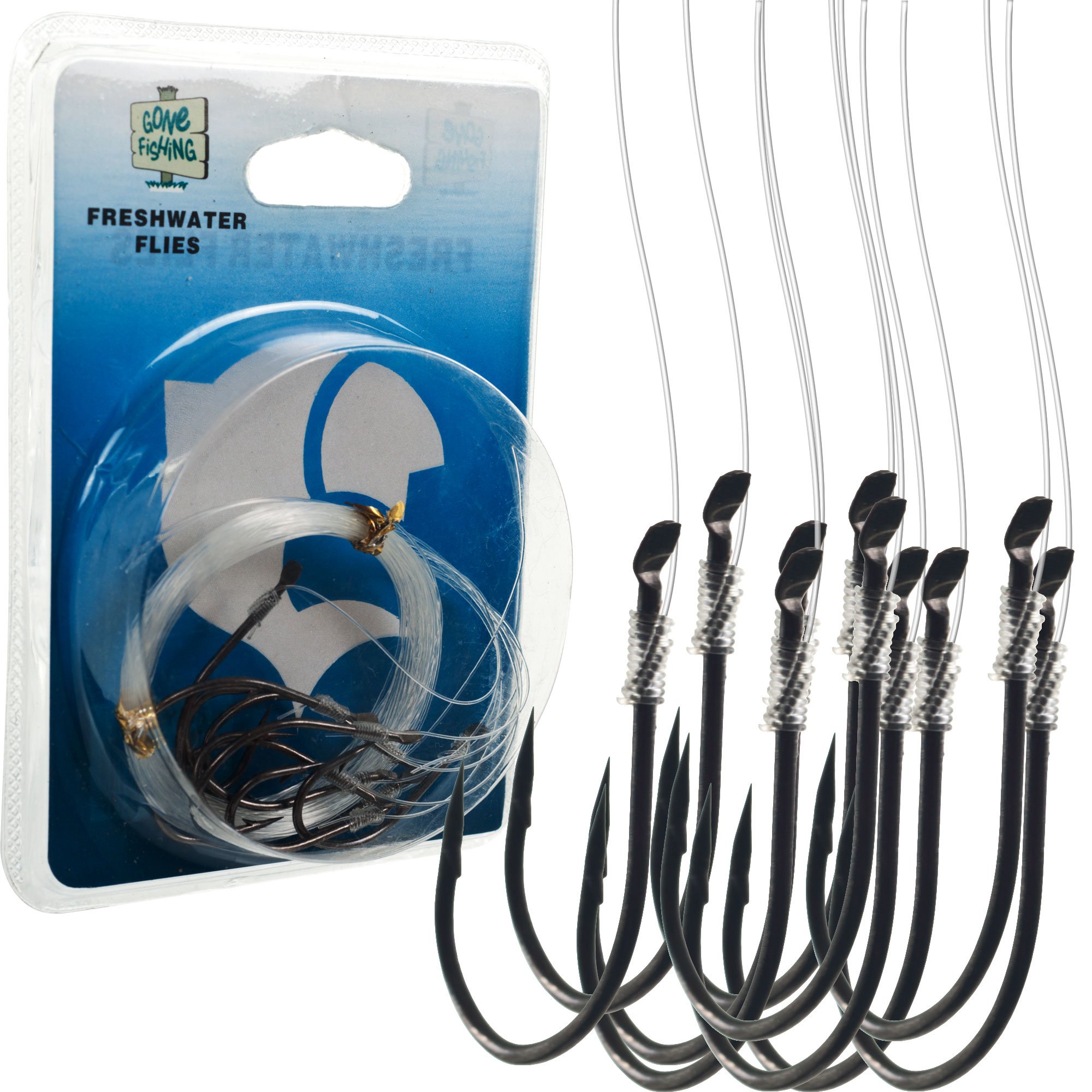 50-Piece Fishing Hooks with Pre-Attached Line - Strong & Sharp Hooks for Freshwater & Saltwater Fishing | Perfect for Bass, Trout, and Catfish Angling
