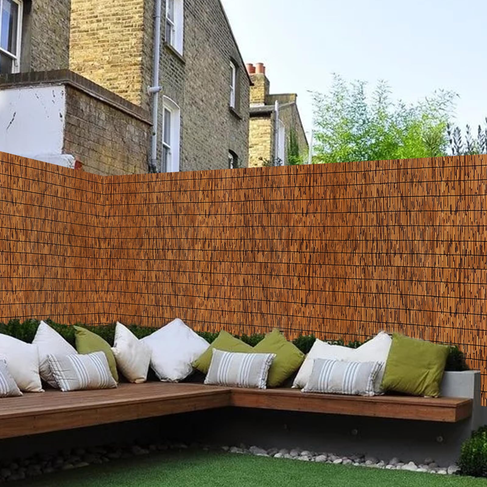 2 Pack Natural Bamboo Reed Fencing Screen - 4FT x 16.4FT Privacy Fence for Outdoor Backyard, Balcony & Patio (Brown) | Weather-Resistant Garden Divider & Decorative Landscape Barrier